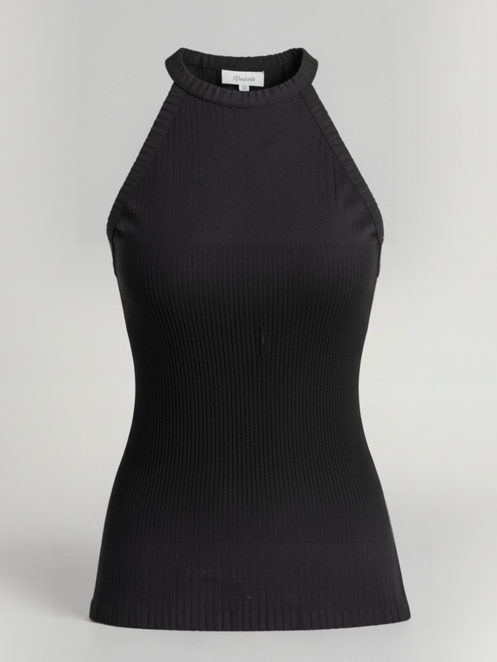 Madewell Black Ribbed Halter Tank Top
